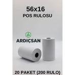 ARDIÇSAN Kağıt 56x16 Termal Kağıt,-pos Rulosu - Yazar Kasa Fişi 1 Koli 20 Paket (200 RULO)