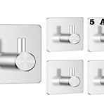 Ardini Kendinden Yapışkanlı Askılık - 5'li Paket, Ağır Hizmet, Duvar Kancaları, Su Geçirmez Paslanmaz Çelik Askılıklar Ceket, Havlu, Bornoz Askılık Duvara Montaj, Banyo Mutfak Garaj Ev Otel Ofis Dolabı ve Yatak Odası Askıları 3M Bantlı, KROM 01
