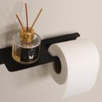 Ardini Yapışkanlı ve Vidalı Mat Siyah Uzun Telefon Raflı Tuvalet Kağıtlığı Wc Kağıtlık Tuvalet Kağıdı Askısı