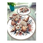 Ardizayn Deniz Kabukları - Kaymaz Taban Yuvarlak Banyo Halısı (100X100-60X60-40X60 CM 3'LÜ SET)