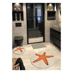 Ardizayn Deniz Yıldızı, Kaymaz, Pamuk Taban Yuvarlak Banyo Halısı (100X100-60X60-40X60 CM 3'LÜ SET)