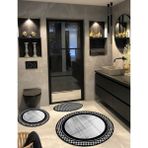 Ardizayn Kazayağı, 100 x 100 - 60x60 - 40x60 cm. Kaymaz, Dökülmez Taban Yuvarlak Banyo Halısı 3'lü Set - 100 x 100 cm - Açık - Gri