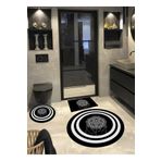 Ardizayn Madalyon - (SİYAH), Dokuma Taban, Yuvarlak Banyo Halısı (100X100-60X60-40X60 CM 3'LÜ SET)