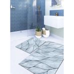 Ardizayn Yaprak - Kaymaz, Pamuk Dokuma Taban (80x120 cm) Banyo Halısı - Mavi