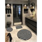 Ardizayn Zebra, Kaymaz, Taban 3'lü Banyo Halısı Set(100X100-60X60-40X60CM) - Siyah