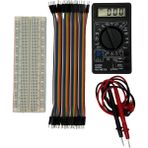 Arduino Elektronik Set Süper 3'lü 830 Pin Breadboard, 40'lı E-E Jumper ve Multimetre Ölçü Aleti 9V Pil Dahil - 1 Adet