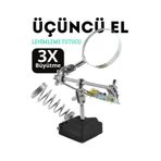 Arduino Lehimleme İçin PCB Tutucu – “Üçüncü El” Büyüteçli Stand (OT-INL60)