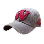 Arel - W Model Eskitme Beyzbol Şapkası, Gri Renk, Vintage Yıpranmış Görünüm, Pamuklu, KUTULU – Unisex Hat Cap
