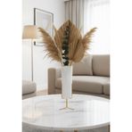 Arelis Metal Ayaklı Cam Vazo 23 cm Dekoratif Tek Dal Çiçek Vazosu Siyah/Beyaz (Beyaz)