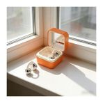 Arell Teknoloji LED Makyaj Aynası Kılıflı Kablosuz Küpe Kulaklık Bluetooth 6.0 Açık Kulak Klipsi, Dokunmatik Kontrol, Düşük Gecikme, Koşu ve Seyahat Için Güvenli Uyumluu - Orange