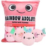 ARELUX Sevimli Axolotl Çıkarılabilir Çanta Peluş Yastık, Yumuşak Kabarık Peluş Hayvan Kırlent Yastık, Kızlar Çocuklar için Peluş Yastık Hediyeleri Yaratıcı Çanta (6 Adet Çanta, Pembe)