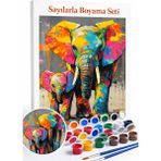 Aren Design Neon Renklerle Sayılarla Boyama Çerçeveli Hobi Seti Numaralı Tuval Fırça Boya 40X50