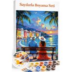 Aren Design Sayılarla Boyama Çerçeveli Hobi Seti Numaralı Tuval Fırça Boya Dahil Günbatımı 40X50CM