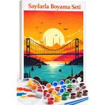 Aren Design Sayılarla Boyama Çerçeveli Hobi Seti Numaralı Tuval Fırça Boya Dahil Kasnak Köprü 40X50