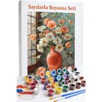 Aren Design Sayılarla Boyama Çerçeveli Hobi Seti Numaralı Tuval Fırça Boya Dahil Mercan Vazo 40X50