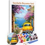 Aren Design Sayılarla Boyama Çerçeveli Hobi Seti Numaralı Tuval Fırça Boya Kasnak Sarı Vosvos 40X50