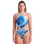 Arena 008835150 One Print Swimsuit Tech Back Siyah Kadın Yüzücü Mayosu