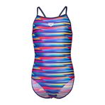 Arena 009006570 Çok Renkli Racing Stripe Swimsuit Lightdrop Back Çocuk Yüzücü Mayosu