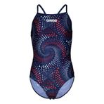 ARENA Girl's Fireflow SwimSuit Lightdrop Back Kız Çocuk Yüzücü Mayo, 10-11 Yaş, 010406400, Navy Team Red White Blue, Kız çocuk