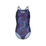 ARENA Girl's Fireflow SwimSuit Lightdrop Back Kız Çocuk Yüzücü Mayo, 14-15 Yaş, 010406400, Navy Team Red White Blue, Kız çocuk