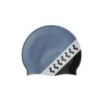 Arena Icons Team Stripe Üniseks Silikon Yüzme Bonesi Kadın ve Erkek Yoğun Antrenman Yarışı Rahat Kaymaz Uzun Saç Yüzme Şapkası, Arena Çizgili/Siyah/Gri