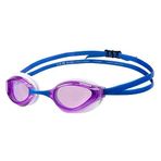 ARENA Unisex Python Yarış Yüzme Gözlüğü Erkekler ve Kadınlar için Buğu Önleyici Aynasız Lens Max Comfort Çift Kayış, Menekşe/Beyaz/Mavi