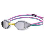 ARENA Unisex Yetişkin Python Yarış Yüzme Gözlüğü Erkekler ve Kadınlar için Buğu Önleyici Ayna Lens Max Konfor Çift Kayış, Gümüş/Beyaz/Fuşya