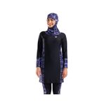 ARENA Woman 3 Piece Swim Set 3 Parça Tesettür Mayo Siyah, L, 011074590, Black Batık, Kadın