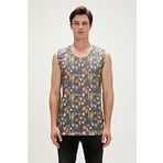Areole Tank-Top Antrasit Tarçın Desenli Erkek Atlet