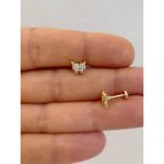 Ares Collection 1 Adet Arkası Düz Önden Takmalı Tragus Helix Lobe Cocnh Uyumlu Piercing Küpe - 8 mm - Gold