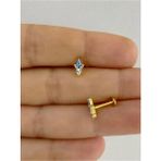 Ares Collection 1 Adet G23 Titanium ( Titanyum )Mavi Zirkon Taşlı Tragus Helix Conch Lobe Uyumlu Piercing - 8mm - Gold