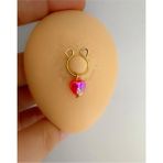 Ares Collection Arescollection Delik Gerektirmeyen ( Deliksiz) Sıkıştırma Kalpli Fake Meme Ucu Nipple Piercing(2 Adet) - Gold