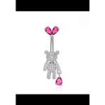 Ares Collection Çelik Zirkon Taşlı Ayıcık Göbek Piercingi - Gümüş