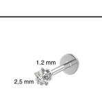 Ares Collection Cerrahi Çelik Minimal Zirkon Taşlı Yıldız Labret Piercing( Medusa,tragus,forwardhelix,monroe Uyumlu - 6 mm - Gümüş