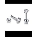 Ares Collection Cerrahi Çelik Tek Taş Piercing Küpe - Gümüş