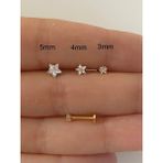 Ares Collection Cerrahi Çelik Tek Taş Yıldız Tragus Helix Lobe Conch Uyumlu 5 mm Altın Piercing