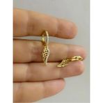Ares Collection Zirkon Taşlı 1 Adet Kanat Helix Kıkırdak Kulak Memesi Uyumlu Halka Piercing Küpe - Gold