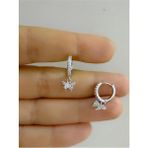 Ares Collection Zirkon Taşlı 1 Adet Kelebek Helix Kıkırdak Kulak Memesi Uyumlu Halka Piercing Küpe - Gümüş