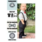 Ares Kids Fashion (3'LÜ SET SİYAH SALOPET BEYAZ GÖMLEK VE KIRMIZI PAPYON) Erkek Kız Hediye Set Çocuk Giyim