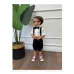 Ares Kids Fashion Beyaz Kısa Kol Gömlek ve Siyah Kısa Salopet Erkek Çocuk ve Bebek Giyim
