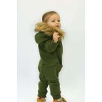 Ares Kids Fashion Kürk Yaka Tulum - Haki Yeşil - 5 Yaş