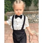 Ares Kids Fashion Salopet Takım Gömlek Papyon ve Salopet - 4 Yaş - Siyah - Beyaz