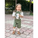 Ares Kids Fashion Salopet Takım Papyon Gömlek ve Salopet - 5 Yaş - Beyaz - Açık Yeşil