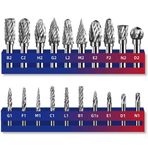 ARESMRO Karbür Çapak Seti 1/8" İnç Şaft (3 mm) Çap, 20 Parça Tungsten Çift Kesim Döner Kalıp Öğütücü Uçları - Alüminyum Metal Ahşap Oyma, Gravür, Parlatma, Delme için Kesme Çapakları