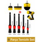 Arfseb 8 Parça Araç Temizlik Seti – 3 Başlıklı Matkap Uçlu Fırça, 5’li Detailing Fırça