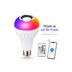Arfseb Akıllı RGB Bluetooth Hoparlörlü Led Ampul E27 Kumandalı Müzikli Renk Değiştiren Ampul