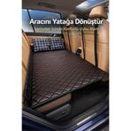 Arfseb Araba Yatağı Katlanabilir Arka Koltuk Yatağı PU Deri Araç İçi Yatak SUV Ve Sedan Kamp Seyahat- Siyah 125X80Cm