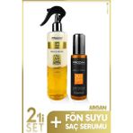 Argan Yağı Fön Suyu Isı Koruyucu & Şaç Serumu Nemlendirici Etki 2'li Saç Bakım Seti - 400ML + 100 ml