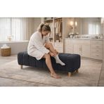 arge demo Ringo 12 cm Ahşap Ayaklı Puf Benç Giyinme Odası ,antre,salon 120 cm Uzun Puf Welsoft Kuzu Kumaş - Antrasit
