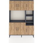 Arges Dolap 10 Raflı 6 Kapaklı 132X30X195 Antrasit-Çam/antrasit